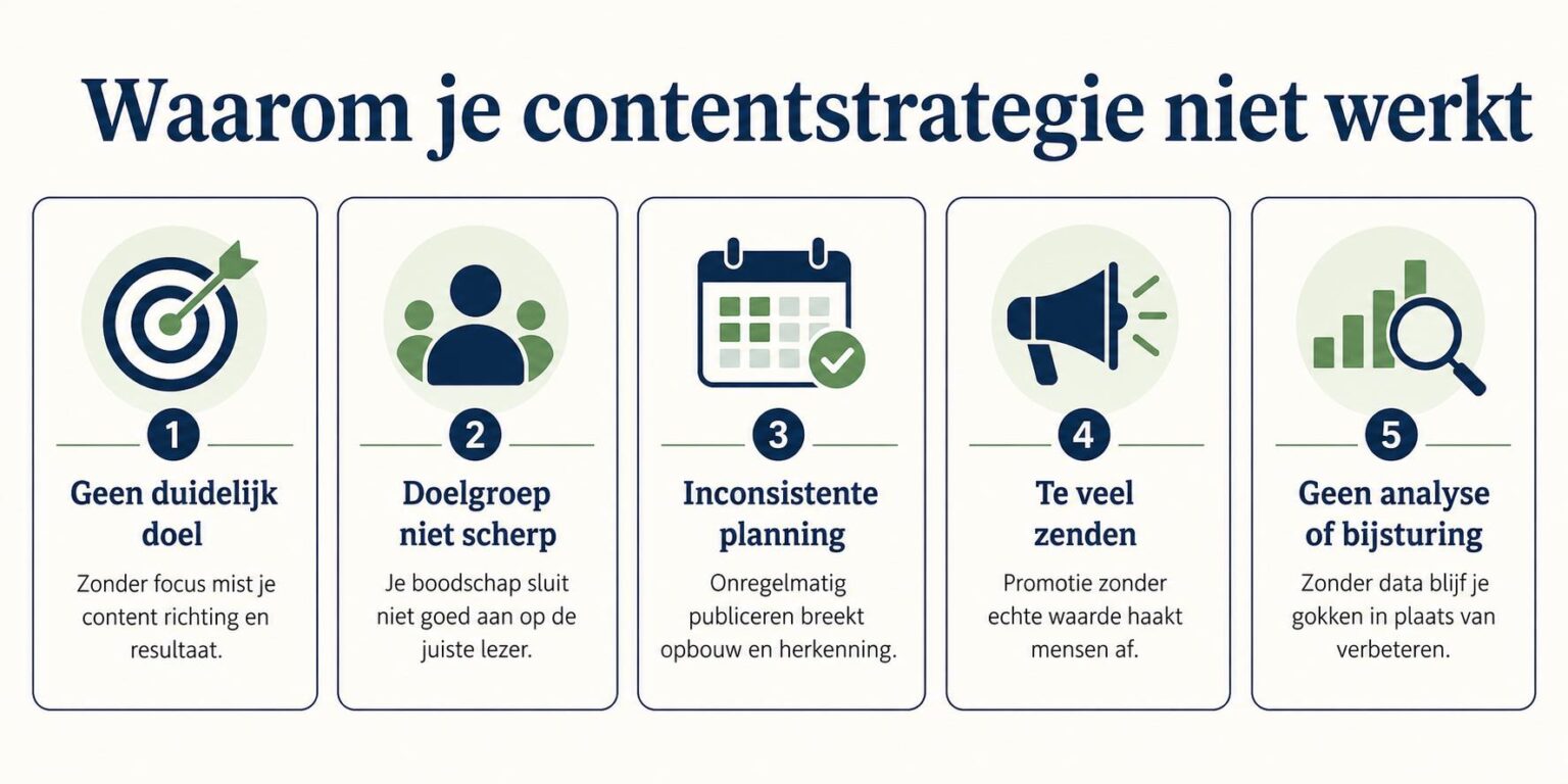 Waarom je content strategie niet werkt: grafische weergave van veelgemaakte fouten in content marketing en strategieontwikkel